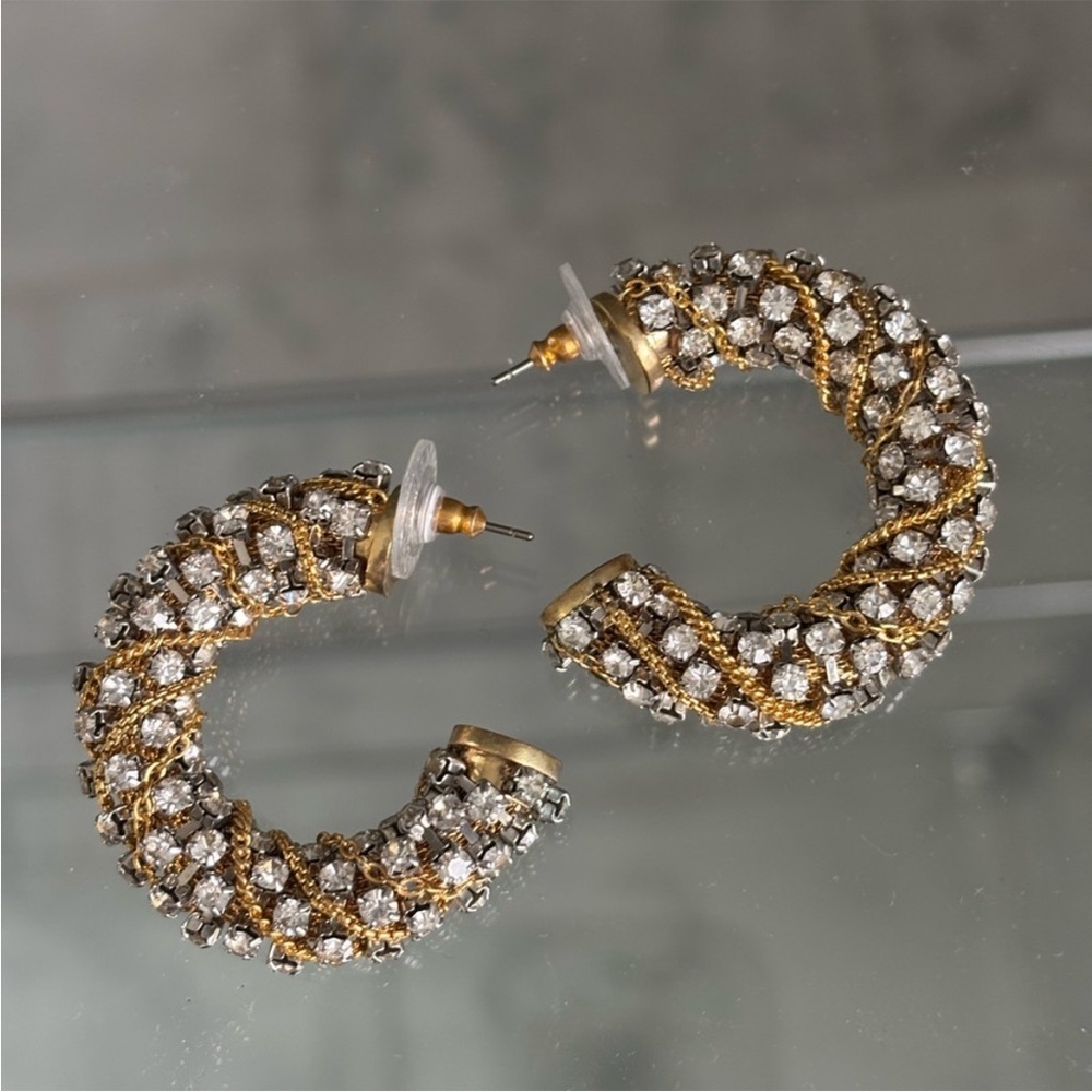 Stella & Dot chain jewel hoop Earrings